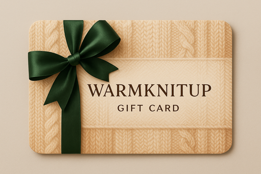 WARMKNITUP GIFT CARDS with a ribbon 